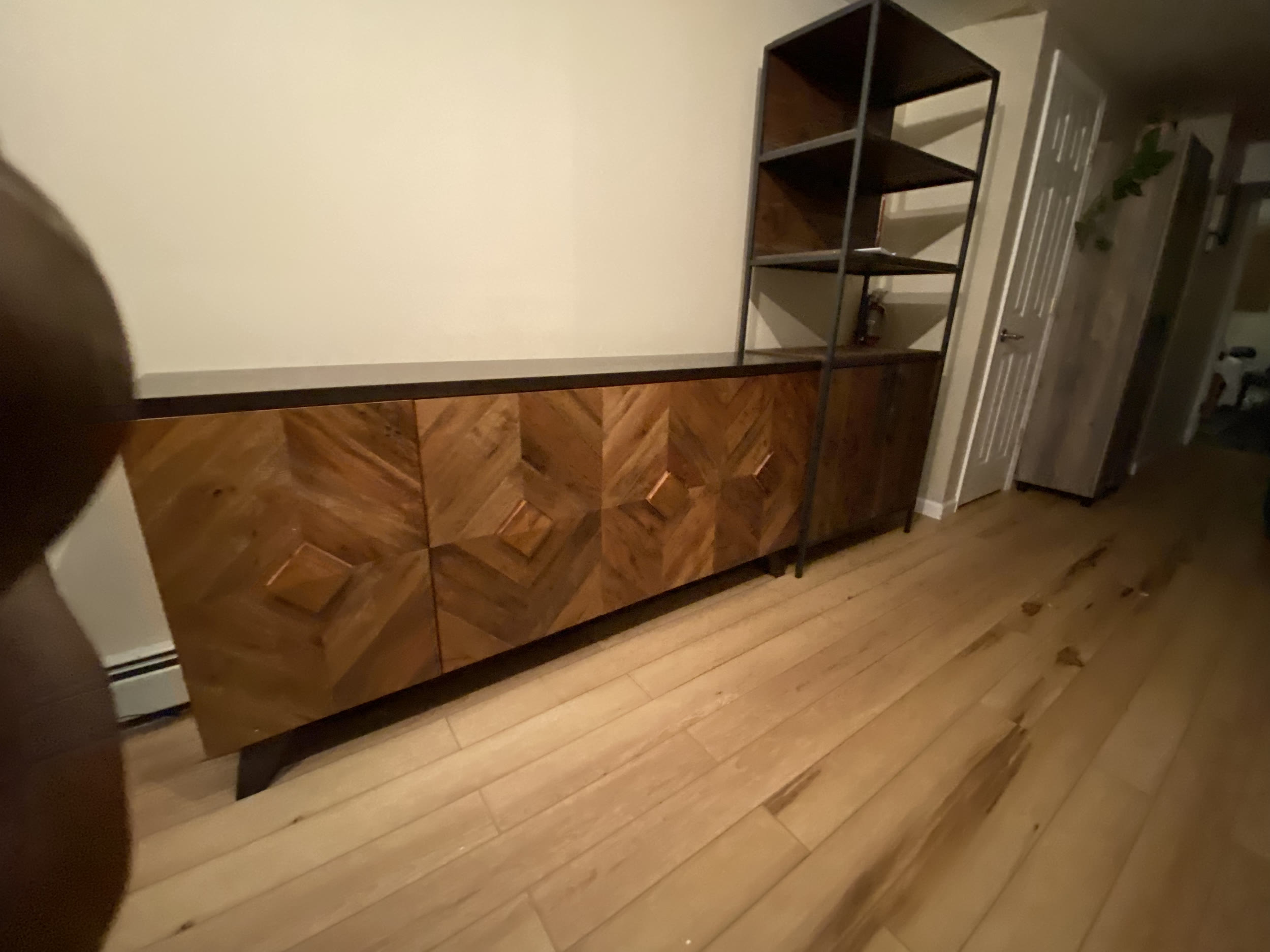 Console table and bookshelf assembly for a spa in Bayside, Queens by Jose Does It.